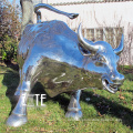 Life size stainless steel wall street bull sculpture for garden decoration